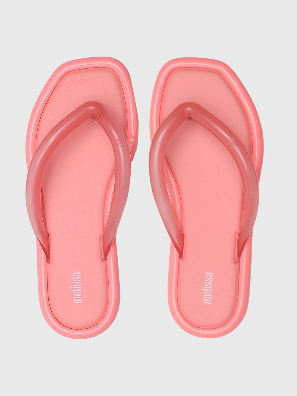 Melissa Pink Square-Toe Jelly Flip Flops